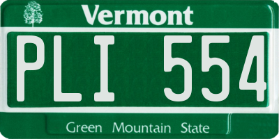 VT license plate PLI554