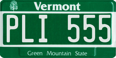 VT license plate PLI555