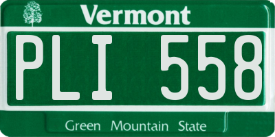 VT license plate PLI558