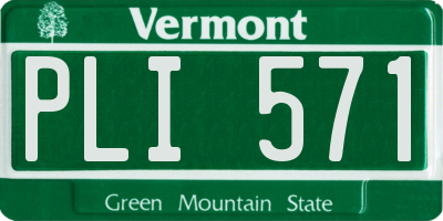 VT license plate PLI571