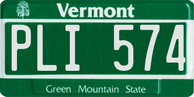 VT license plate PLI574