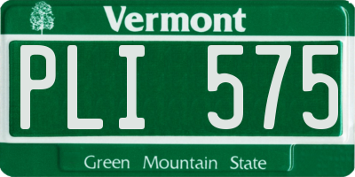 VT license plate PLI575