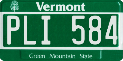 VT license plate PLI584