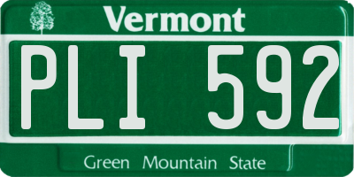 VT license plate PLI592