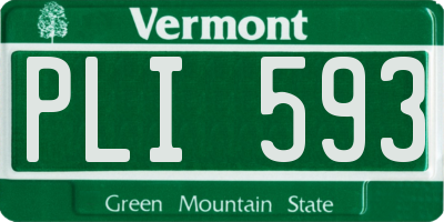 VT license plate PLI593