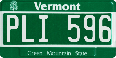 VT license plate PLI596