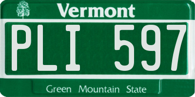 VT license plate PLI597