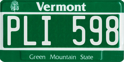 VT license plate PLI598