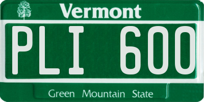 VT license plate PLI600