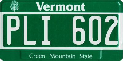 VT license plate PLI602