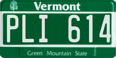 VT license plate PLI614