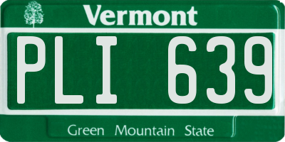 VT license plate PLI639