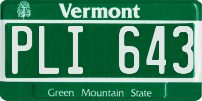 VT license plate PLI643