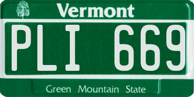 VT license plate PLI669