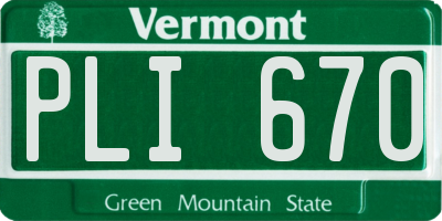 VT license plate PLI670