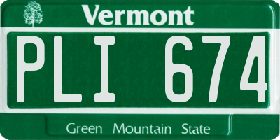 VT license plate PLI674