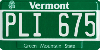 VT license plate PLI675