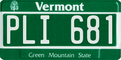 VT license plate PLI681