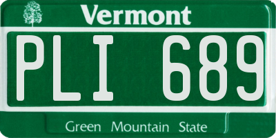 VT license plate PLI689