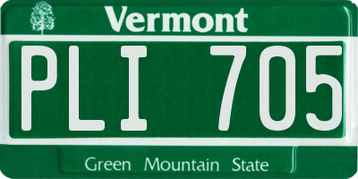 VT license plate PLI705