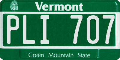 VT license plate PLI707