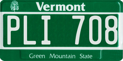 VT license plate PLI708
