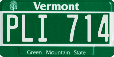 VT license plate PLI714