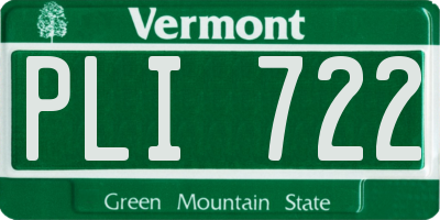VT license plate PLI722