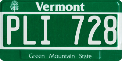 VT license plate PLI728