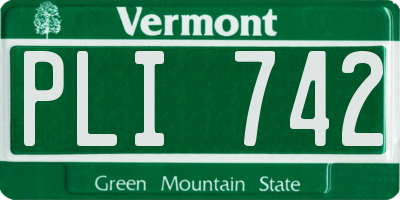 VT license plate PLI742