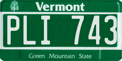 VT license plate PLI743