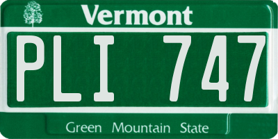 VT license plate PLI747