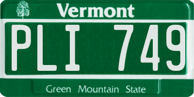 VT license plate PLI749