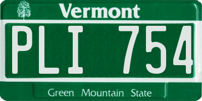 VT license plate PLI754