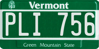 VT license plate PLI756
