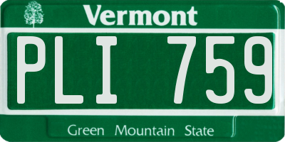 VT license plate PLI759