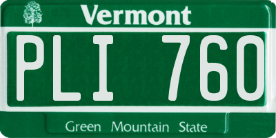 VT license plate PLI760
