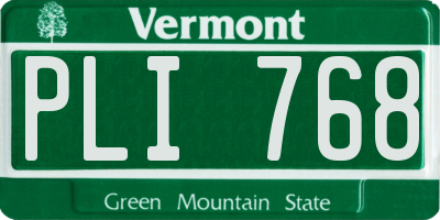 VT license plate PLI768