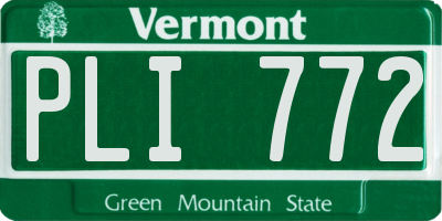 VT license plate PLI772