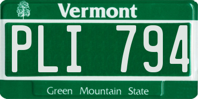 VT license plate PLI794