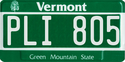 VT license plate PLI805