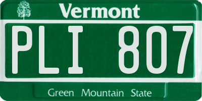 VT license plate PLI807