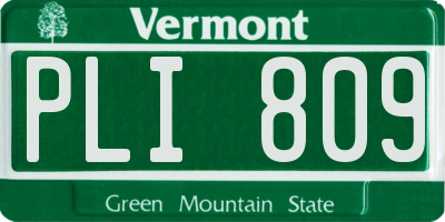 VT license plate PLI809