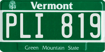 VT license plate PLI819