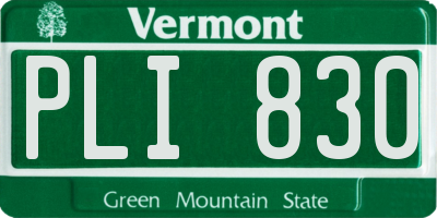 VT license plate PLI830