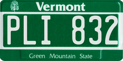 VT license plate PLI832