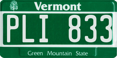 VT license plate PLI833