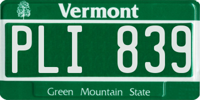 VT license plate PLI839