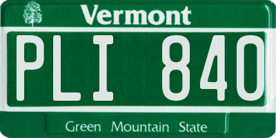 VT license plate PLI840