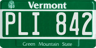 VT license plate PLI842